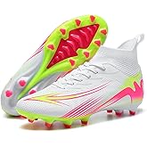 Up run Men's High Top Soccer Shoes FG Long Spikes Adult Football Shoes Lightweight Professional Athletic Training