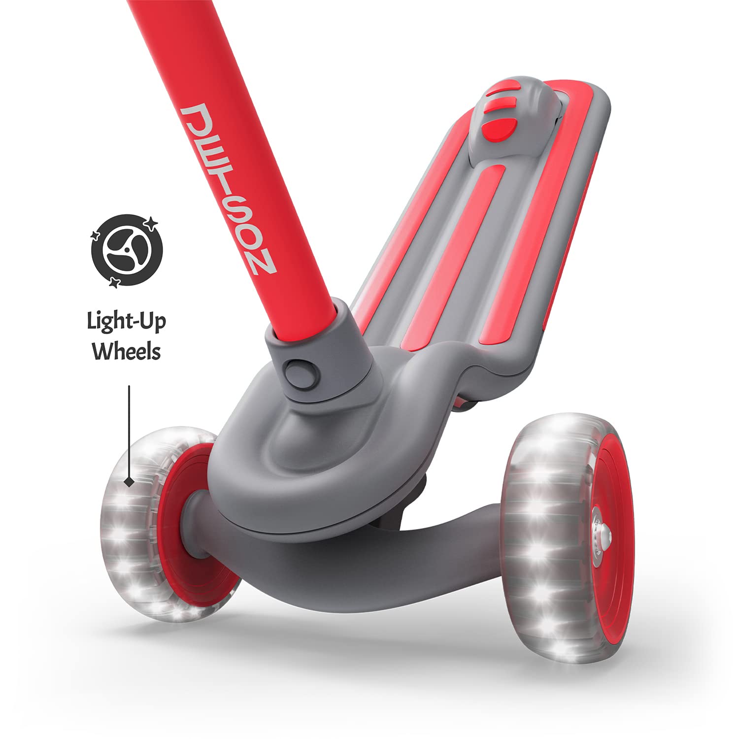 Gleam Kids Kick Scooter | LED Light-Up Wheels | Rear Foot Brake | Adjustable Handlebar | Wide Deck | Lean-to-Steer | Three Wheels | 5” Front Wheels | 3.5” Rear Wheel | Ages 3+