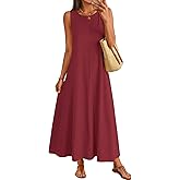 MEROKEETY Women's 2026 Summer Maxi Dress Sleeveless Crewneck Casual Loose Beach Vacation Basic Long Sundress