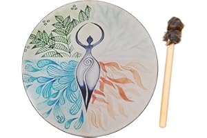 AZURAOKEY Shaman Drum, 10 Inch Frame Drum sktop Ornament Fashion Shaman Drum th Drum s Tree of Life Sound Healing Tool for Spiritl Music Metion