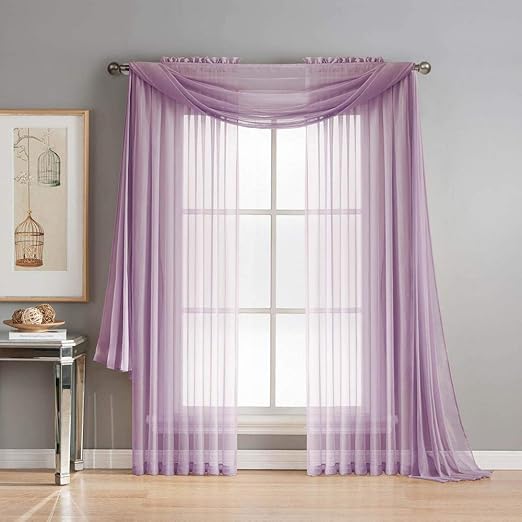 Amazon Com Nk Linen Collections Window Sheer Curtains Scarf