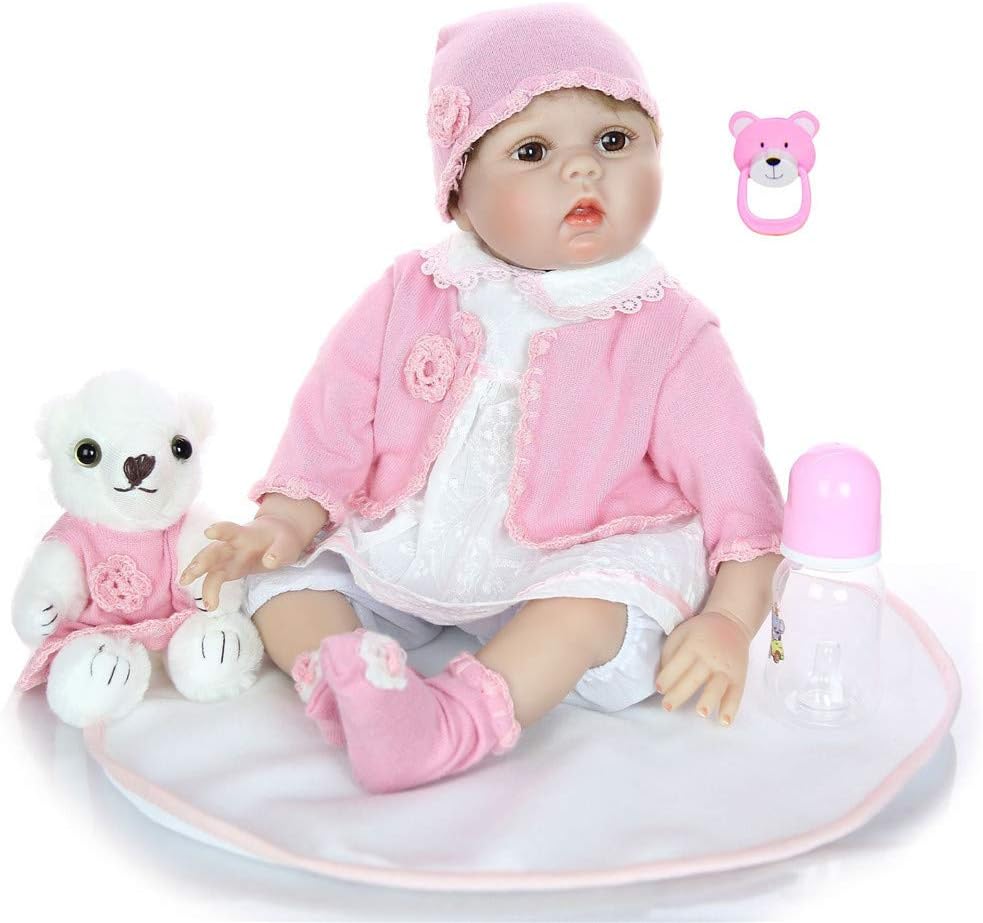 Prezzo Crrs Reborn Dolls Silicone Vinile Vero Tocco Morbido Realistico rinato Bambola Fatta a Mano per Bambini Giocattoli, 22 Pollici Offerte