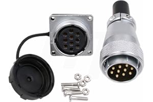 HangTon WS28 10 Pin Aviation Circular Power Electrical Connector Male Cable Plug + Female Panel Socket Dustproof Heavy Duty Industrial Metal Corrosion Resistance 25A 500V