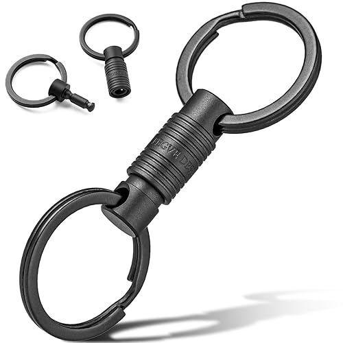 FEGVE Titanium Quick Release Keychain, Rotatable Pull Apart Key Chain,  Detachable Key Rings for Men Women (Black detachable keychain pack) in  Oman