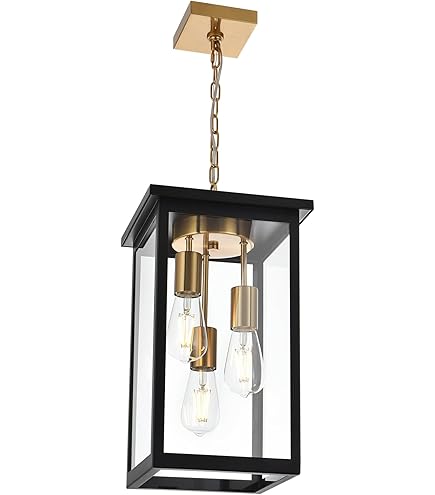 Industrial Outdoor Wall Light - Matte Black & Brass Double Box Design For Porch, Patio & Garage