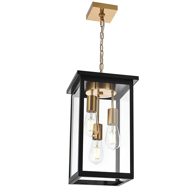 TODOLUZ OUTDOOR PENDANT LIGHT FIXTURES, 3-LIGHTS EXTERIOR HANGING...