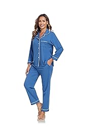 COLORFULLEAF Women's 100% Cotton Long Sleeve Pajama