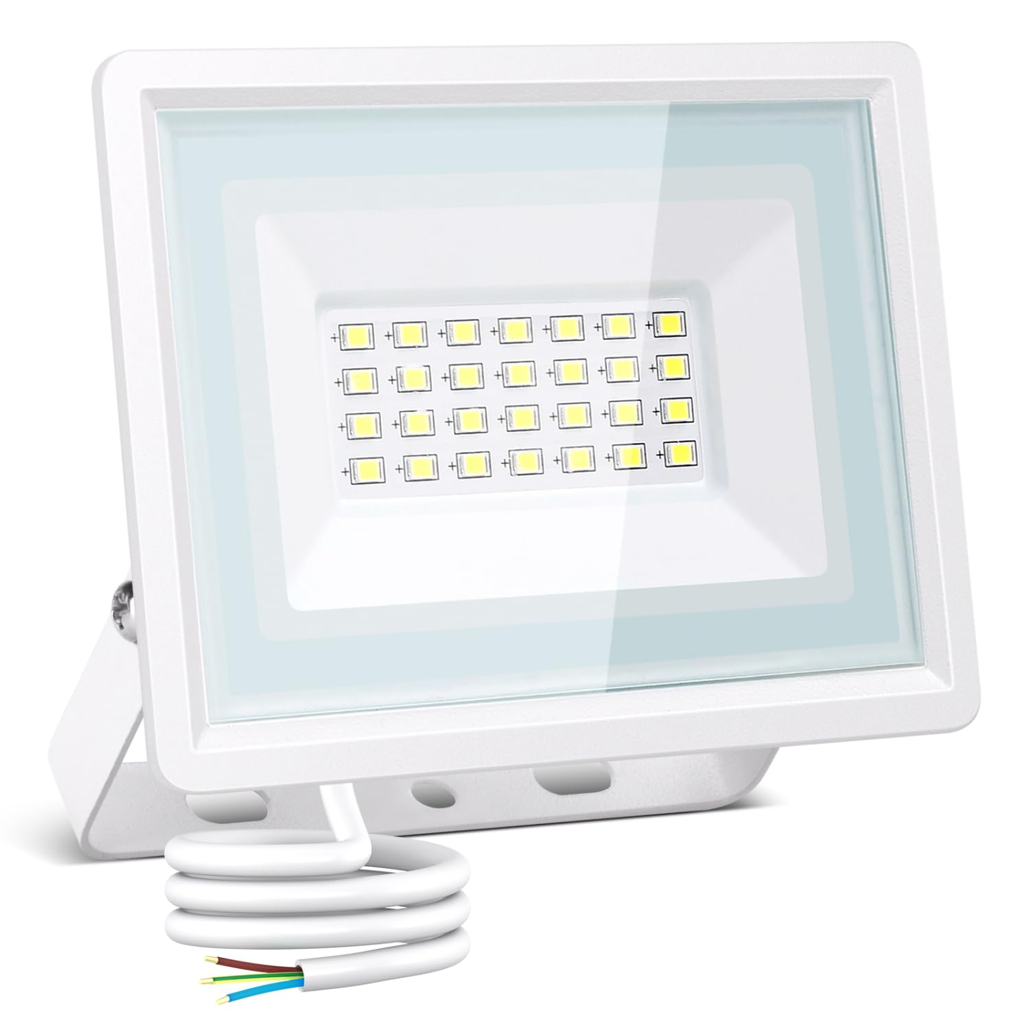 Aigostar 20W LED Floodlight, 1650 Lumen Outdoor Security Light, Waterproof IP65 Flood Lights 6500K Cool White LED Outdoor Lights, Ultra Thin Flood Light for Front Door Garden