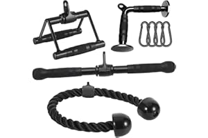 DYNASQUARE Cable Attachments for Home Gym, LAT Pulldown Attachment, Weight Machine Accessories, Straight Pull Down Equipment,