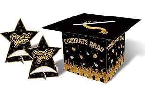OMGOUUE Congrats Grad Card Box Holder For Class of 2025 Graduation Party Centerpiece & Table Decoration Kit