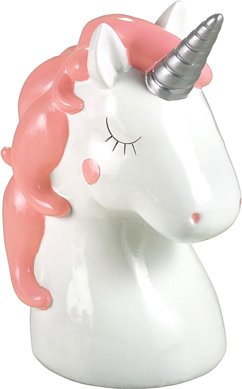 Mousehouse Gifts - Unicorn Head Piggy Bank for Children Unicorn Money Bank for Girls, Pink, White