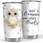 SANDJEST Owl Tumbler Jewelry Style Just A Woman Loves Owls 20oz Tumblers with Lid Gift for Women Girl Daughter Sister Animal Lovers Christmas Birthday Presents