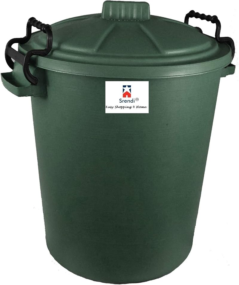 Srendi 50L Green Plastic Storage Bin Locking Lid Outdoor Indoor