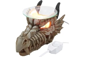 HOME 'N GIFTS Decorative Snarling Magical Dragon Skull Electric Oil Warmer or Tart Burner for Aromatherapy Essential Scented Oils in Mythical and Medieval Home Decor Lights Halloween Decorations & Gothic Gifts