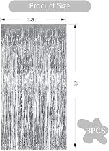 TONIFUL 3Pcs Silver Metallic Tinsel Fringe Curtains 3.3x6.6 ft Backdrop view 2