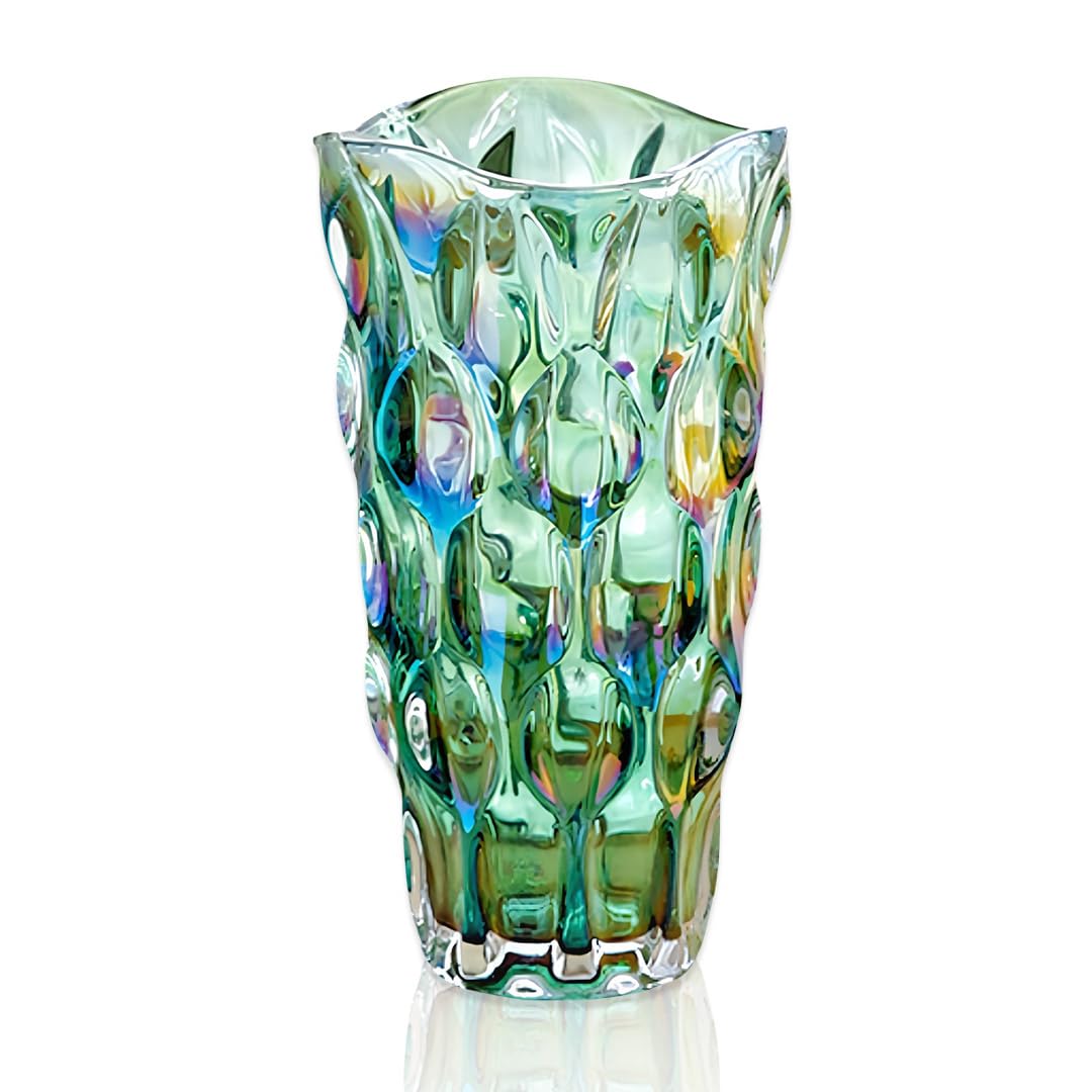 Colorful vase, Crystal Glass Large Vase Decorative Colorful Flower Vase Plant Container, for Home Decor,Wedding Decor,Centerpieces,Party