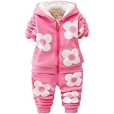 Yao Spring and Autumn Winter Fleece Flowers Warm Girls 2 Piece Set