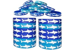 HADEEONG Shark Rubber Bracelets - Wristbands for Shark Themed Parties, Adults‘ Wearables, Birthday Favors - Pack of 24