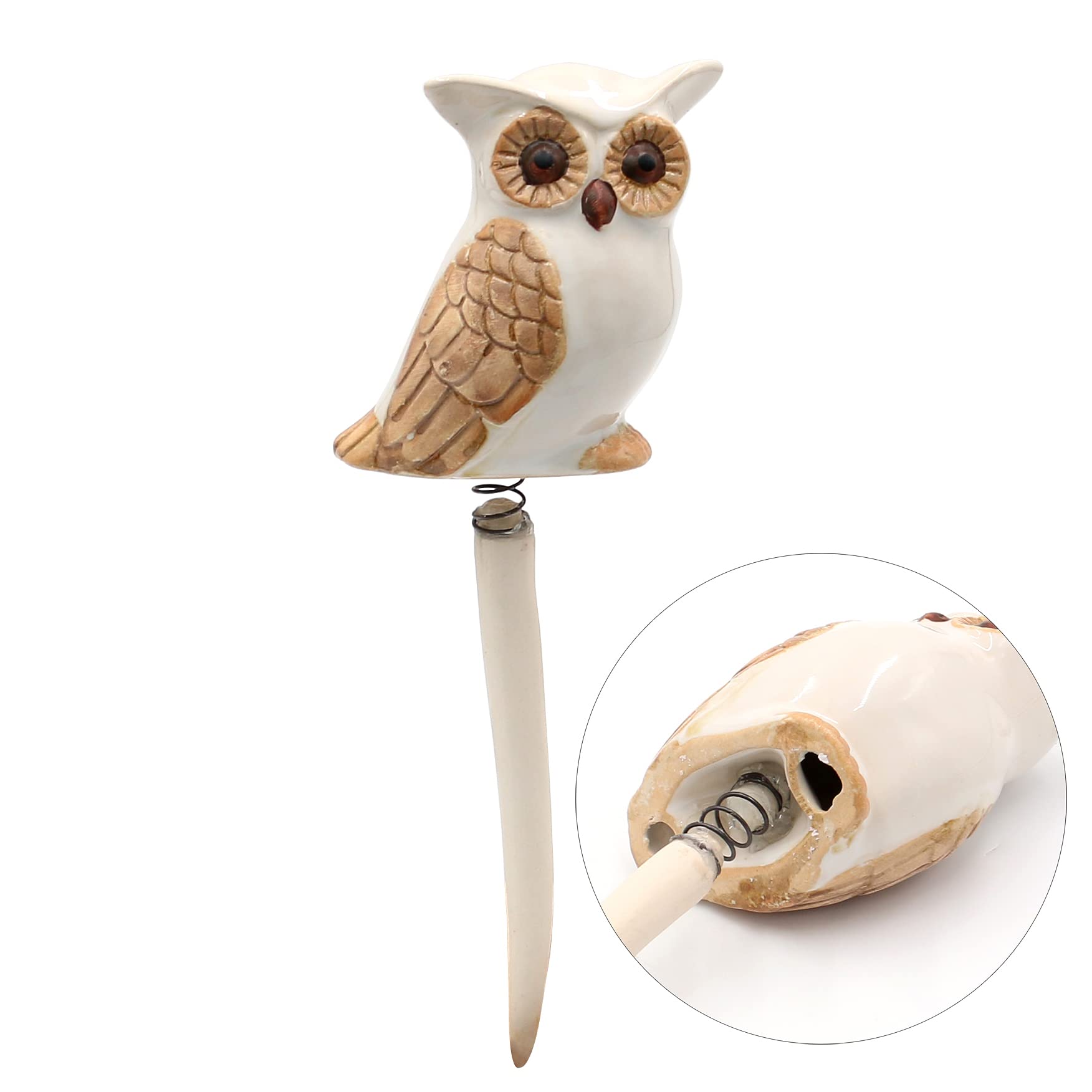 Dekohelden24 Ceramic Decorative Plant Flower Bed Stake Owl Set of 2 L x W x H 7.5 x 7 x 25 cm, 25,5 cm