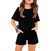 Yoklass Outfit for Girls Two Piece Short Sleeve Top Elastic Waist Shorts Set Casual Clothing Sets
