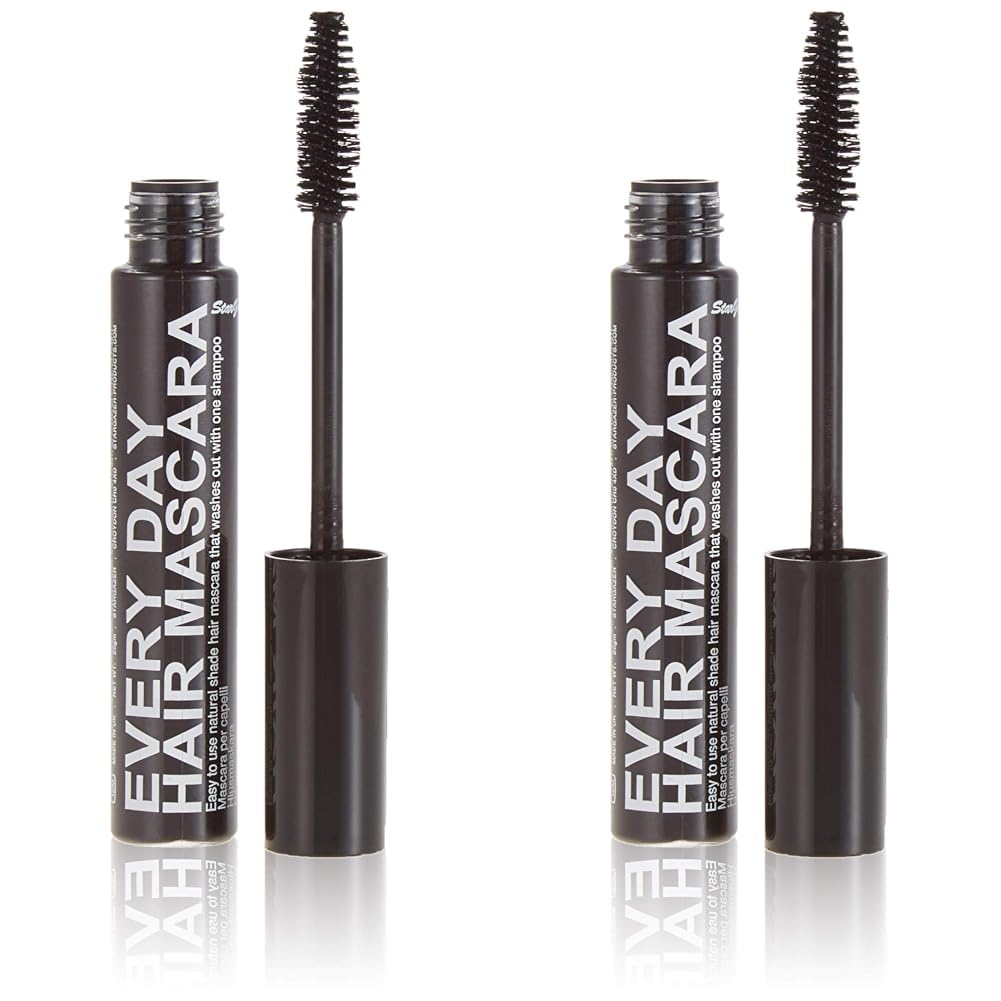 Every Day Hair Mascara, Root Cover Black. Easy On The Hair Root Cover. Covers Grey Hair. (Pack of 2)