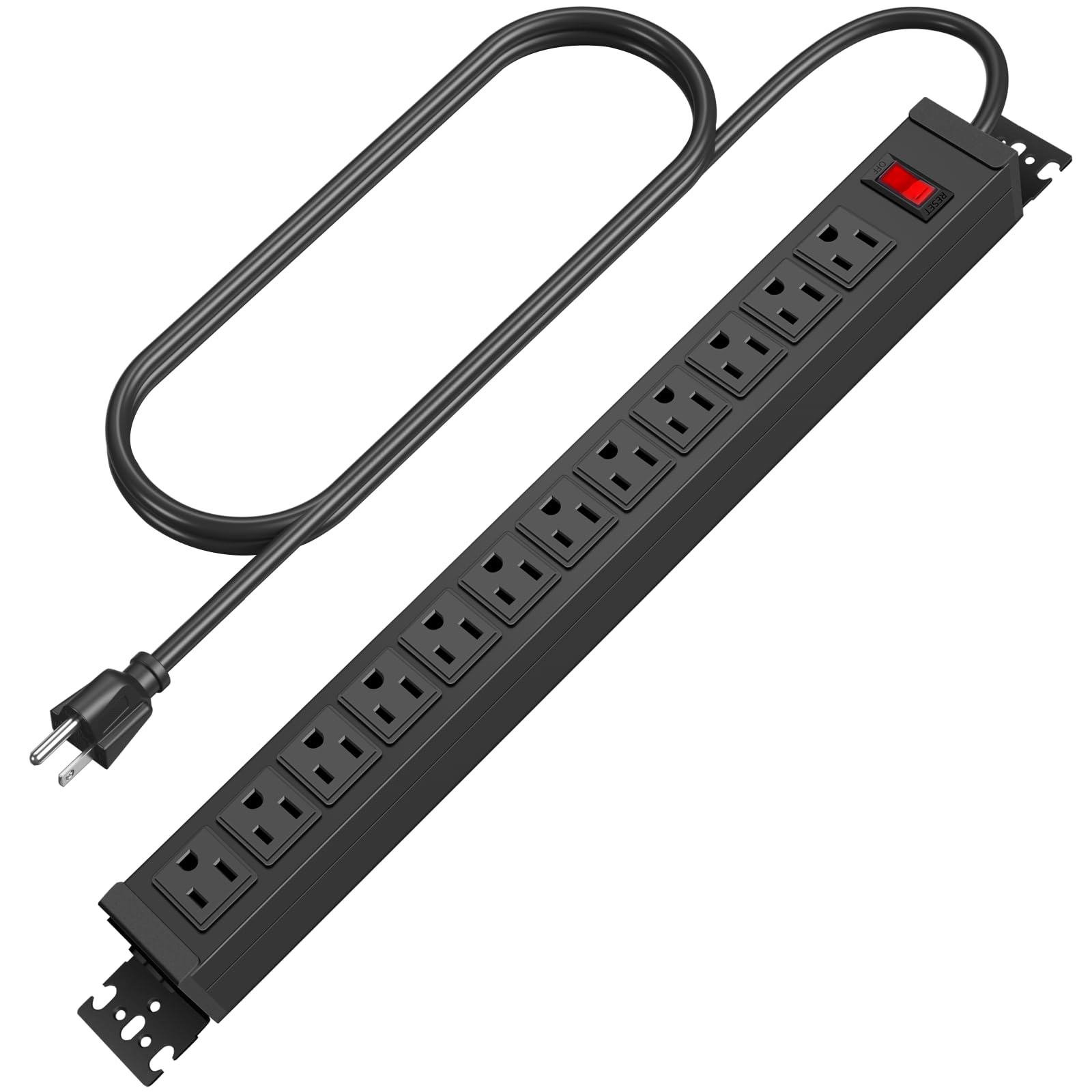 Photo 1 of *UNTESTED*
HHSOET Rotating Mountable Power Strip, 12 Outlet Wall Mount Surge Protector,1200J, Metal Heavy Duty and Versatile Outlet Strip, Stylish Appearance, Sturdy and Durable, 6ft Power Cord.(Black)