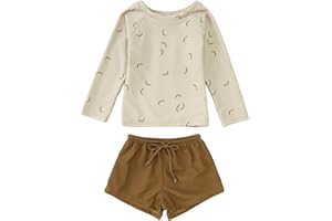 MODNTOGA Baby Boy Girl Swimwear 2Pcs Long Sleeve Swim Bathing Suit Set Toddler Kids Funny Sun Graphic Swimsuits Beach Wear