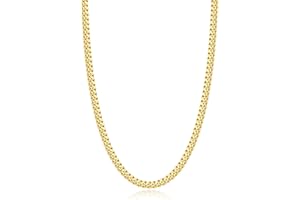 Eterjew Italian Solid 14k Gold Over 925 Sterling Silver Chain Necklace for Men Women, 3.5mm, 4mm, 5mm Mens Necklace Chain, World's Top Craftsmanship Cuban Link Chain, Mens Chain 16 18 20 22 24 26 Inch