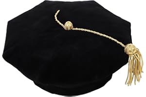 Erligo Doctoral Graduation Tam 8-Sided/6-Sided Doctorate Cap PHD Velvet with Gold Bullion Tassel