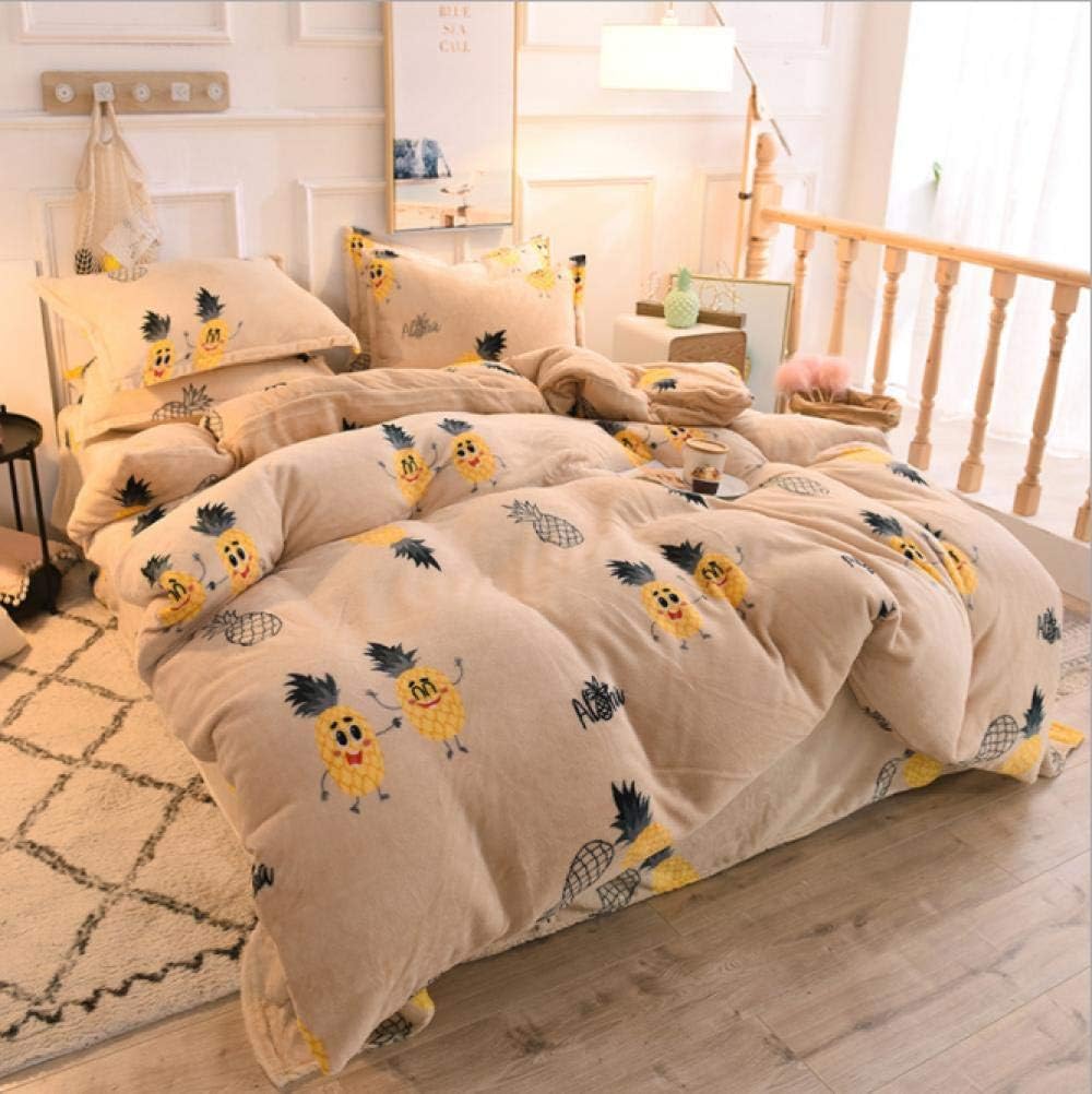 GSYHZL Duvet Cover Queen Size，Thickened warm flannel doublesided coral