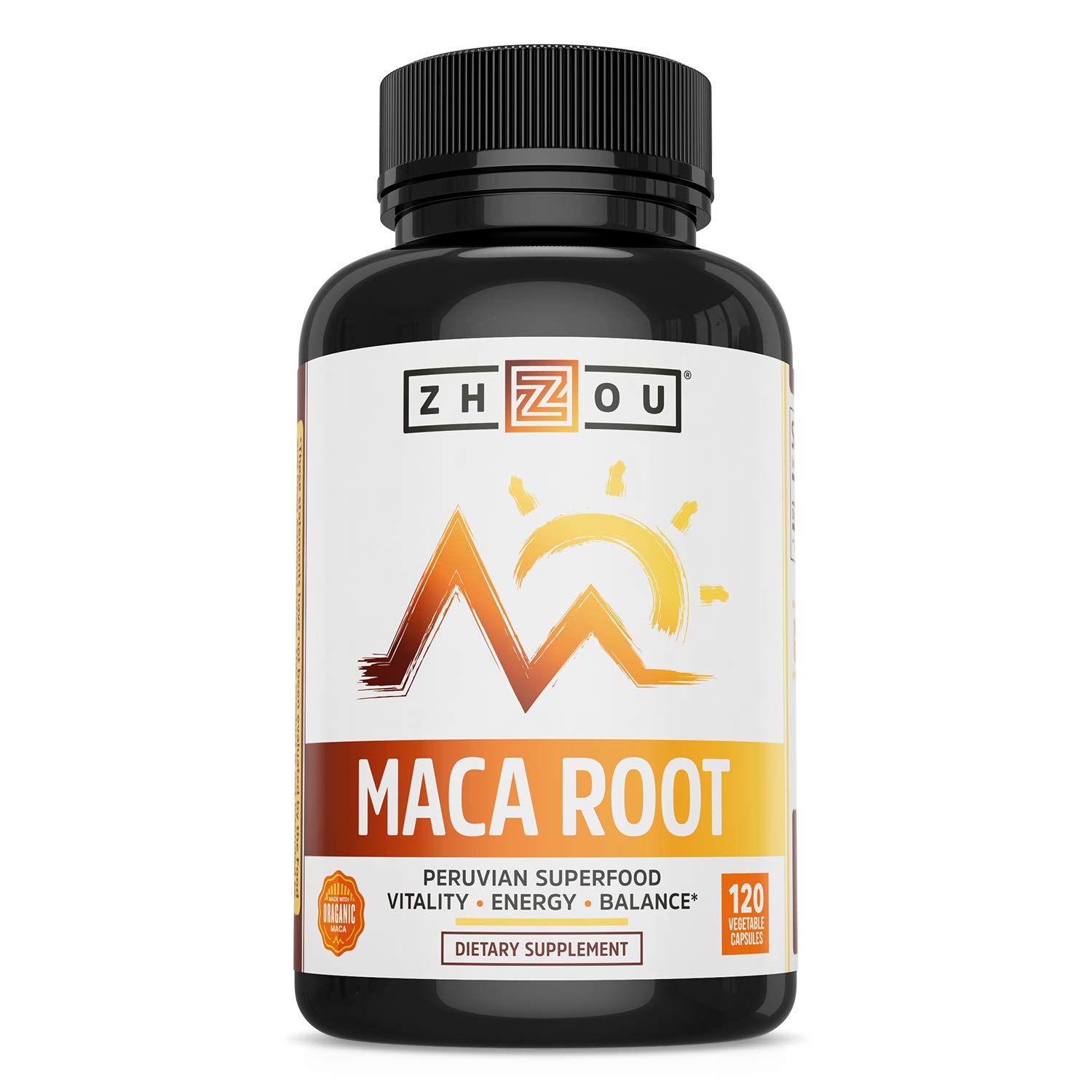 Zhou Nutrition Maca Root Peruvian Superfood For Vitality 120 Count - 