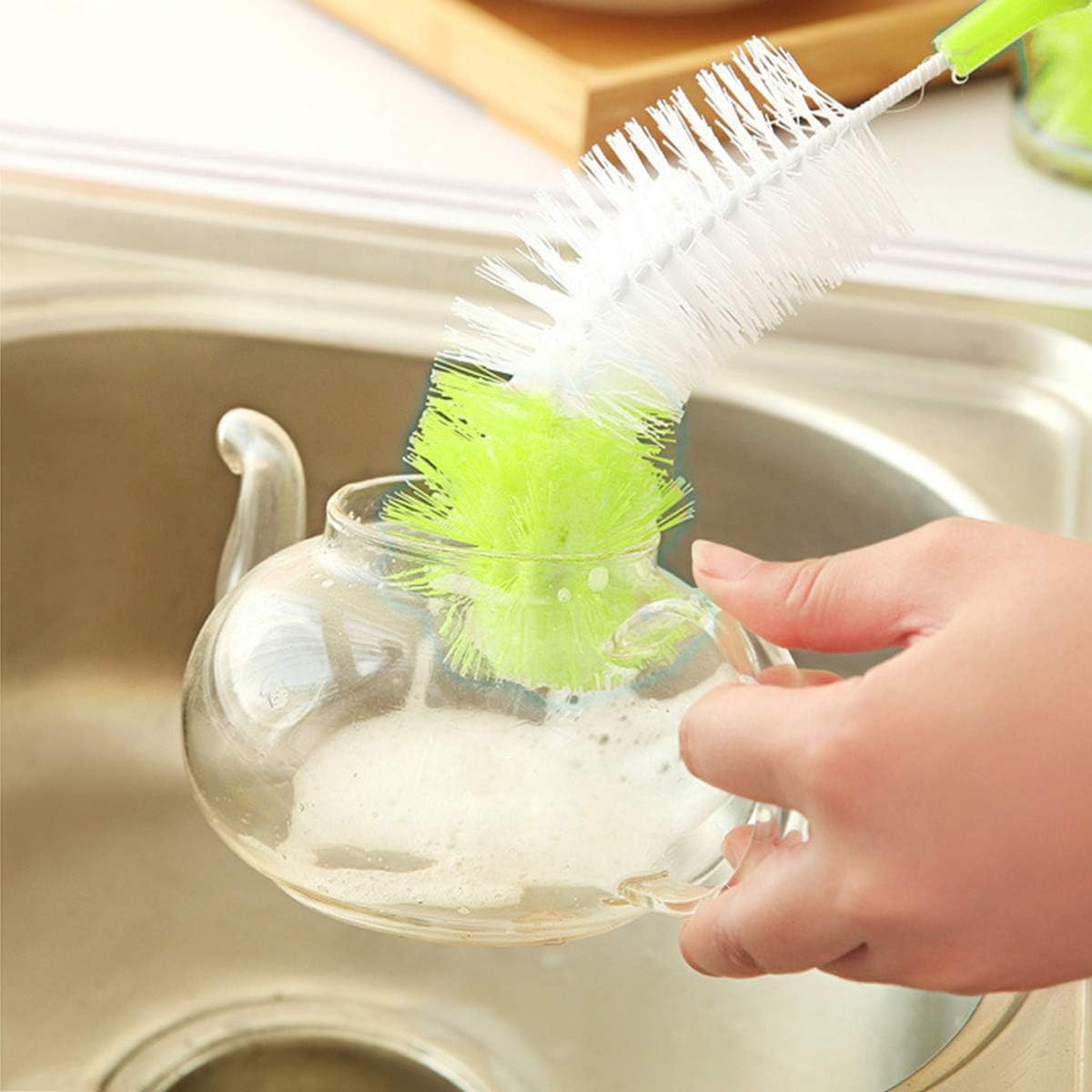 Qisan 4Pcs Bottle Cleaning Brush Set Multipurpose Brushes Long Bottle Brush Water Bottle Cleaners-Green, 4 Count (Pack of 1) - Image 4