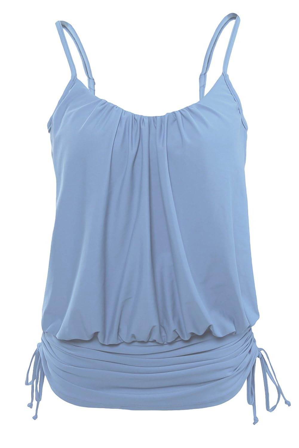 boldgal women's beach swim sleeveless spaghetti strap beach top (blue)