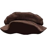 FURPHI Medieval Tudor Flat Cap Faux Suede Beret Hat Renaissance Festival Costume Accessories for Men Women
