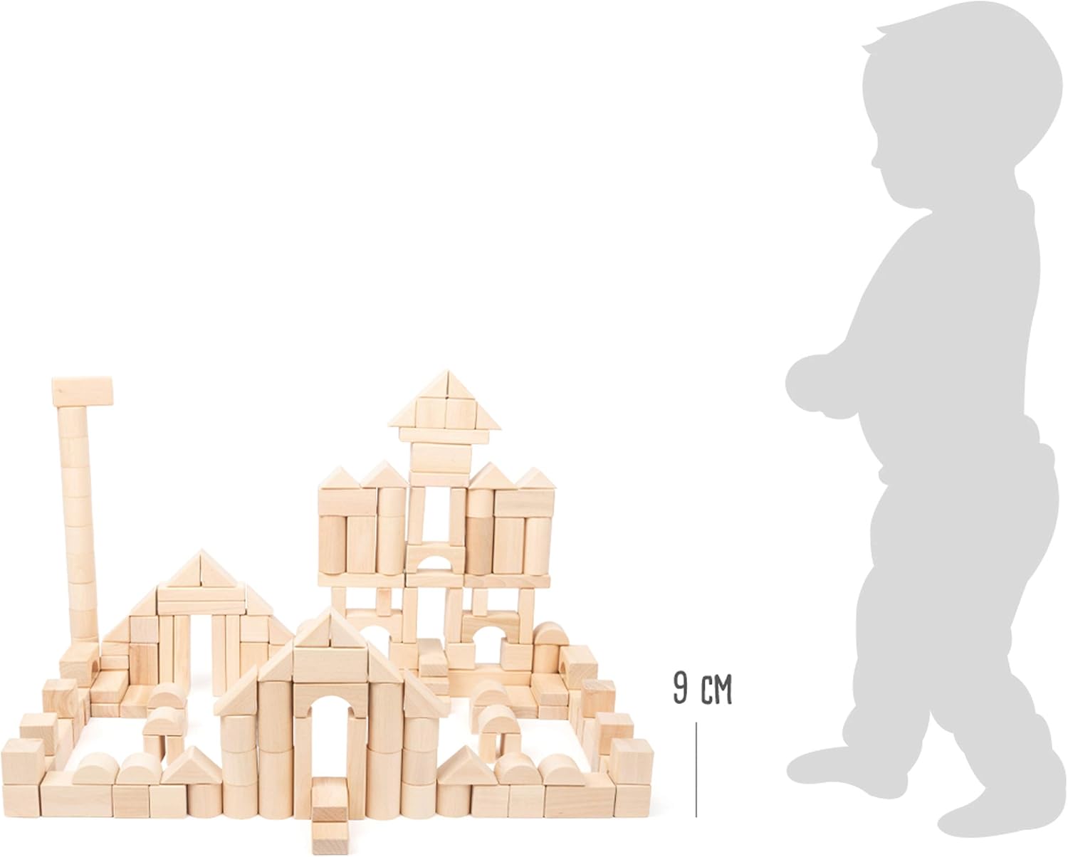 Small Foot 11397 Wooden Building Blocks, Set of 200 Pieces, Incl. Bridges, Cylinders, Triangles etc., From 1 Year - Image 5