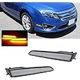 Adiil Clear Lens Amber Led Front Bumper Side Marker Signal Lights Lamps Replacement Kit Compatible with 2010 2011 2012 Ford Fusion