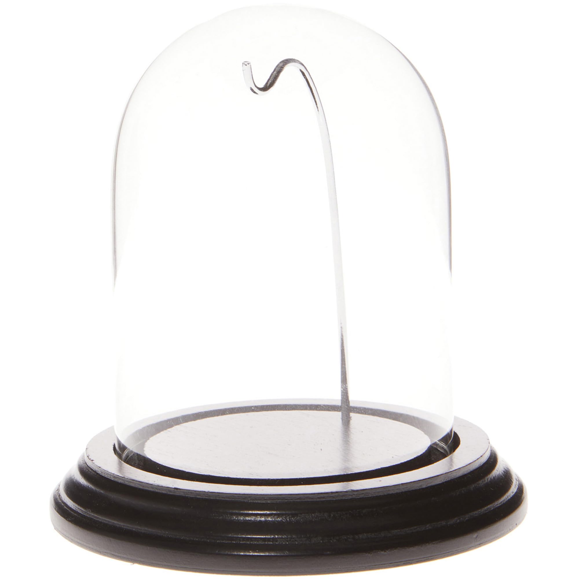 Plymor 3" x 4" Watch Glass Display Dome Cloche, Black Base / Silver Wire, Modern