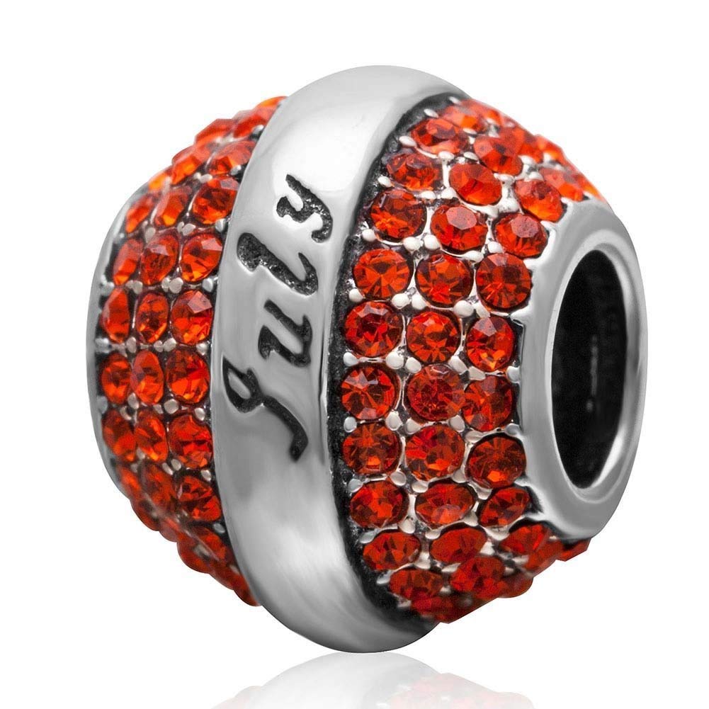 925 Sterling Birthstone Charm July Charm Birthday Charm Anniversary Charm Love Charm for Pandora Bracelet (July)