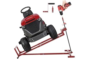 BUTIZONE Lawn Mower Lift Jack, Telescopic Maintenance Jack for Riding Lawn Mowers, Zero Turn Mowers and Garden Tractors, Foldable Easy Lift with Crank Handle and Power Tool Handle, 880 Lbs Weight Capacity