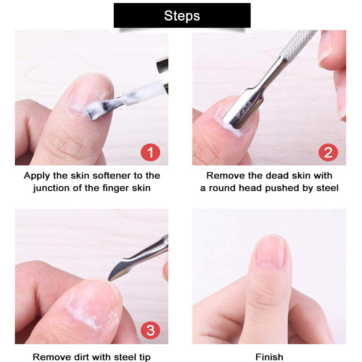 6 PCS Cuticle Pusher and Cutter Set, Dead Skin Nail Cleaner Tools, Professional Stainless Steel Cuticle Remover Kit, Cutter and Trimmer Manicure and Pedicure Tools for Fingernail and Toenails: Beauty