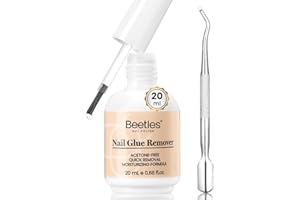 BEETLES GEL POLISH Beetles Nail Glue Remover with Cuticle Tool, 1 Pcs 20ml Press on Nail Remover Non-Acetone Adhesive for False Nail Tips Gentle Formula Not for U v Nail Glue Gel