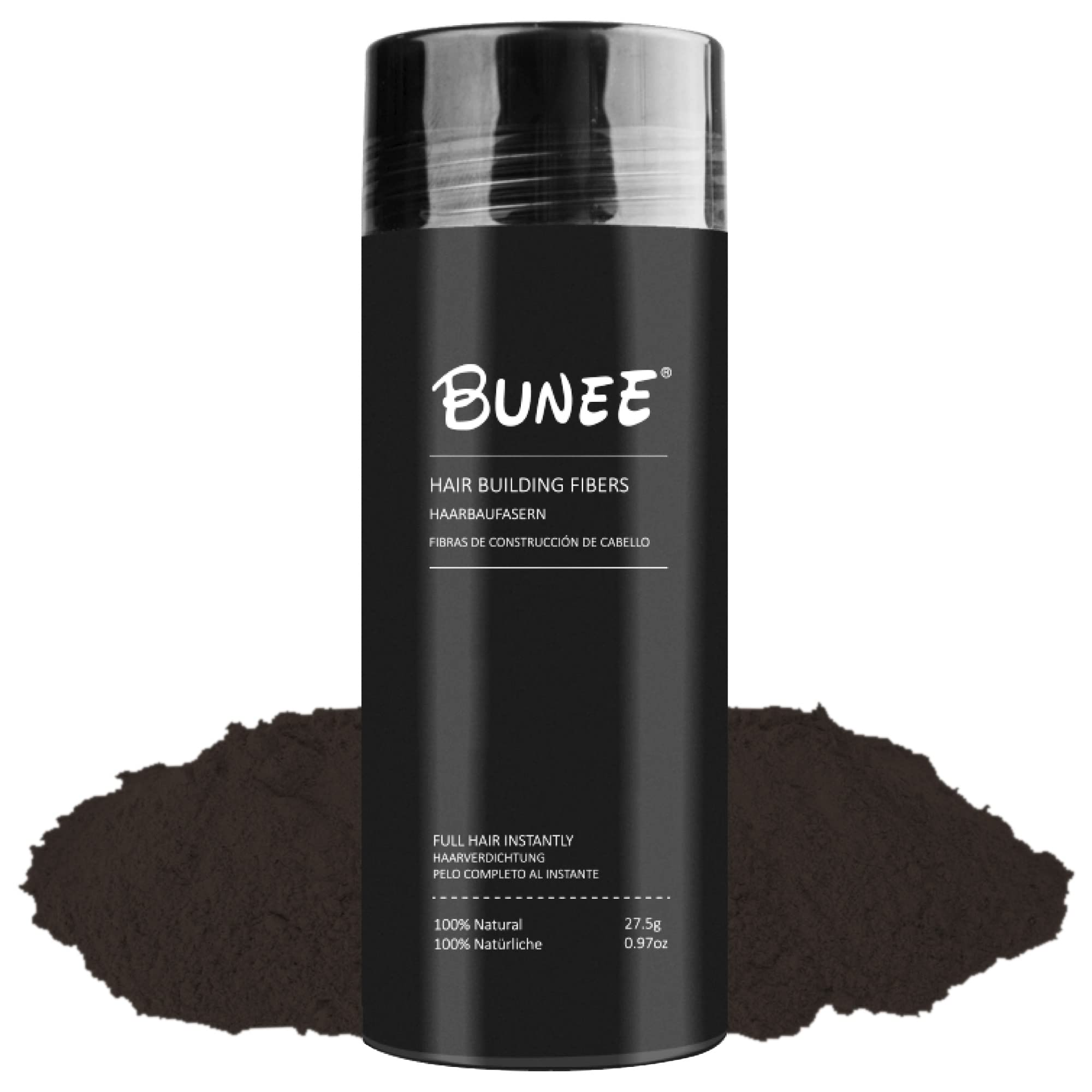 Bunee Hair Fibres - Hair Thickener - Hair Loss Coverage in 30 Seconds - 100% Natural Cotton Hair Powder Women and Men (Dark Brown 27.5g)