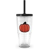 Tervis Plump Pumpkin Made in USA Double Walled Insulated Tumbler Travel Cup Keeps Drinks Cold & Hot, 24oz with Straw Lid, Classic