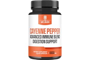 WELBUDA 1000mg Cayenne Pepper Capsules with Elderberry, Echinacea, Berberine HCI & More - Support Digestion Health, Healthy Heart & Immune System - 90 Veggie Capsules