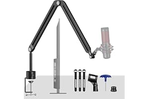 Mic Arm,Aokeo AK-45 microphone Boom arm desk,Scissor Mic Stand With extension bar,For Blue Yeti,Snowball iCE, QuadCast,SoloCast,Etc