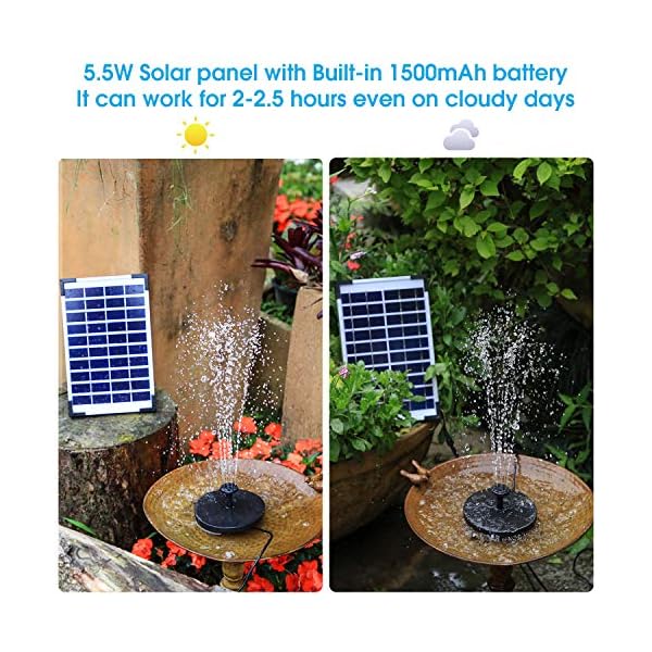 AISITIN-Solar-Water-Fountain-55W-Backup-Solar-Floating-Fountain-Pump-6-Nozzles-for-Bird-Bath-Fish-Tank-Pond-Garden AISITIN 5.5W Solar Fountain Pump Backup Solar Floating Water Fountain Pump, 6 Nozzles, for Bird Bath, Fish Tank, Pond…