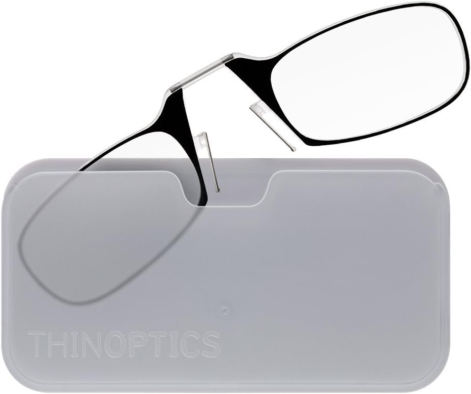 ThinOptics Universal Pod Rectangular Reading Glasses, Black Frames