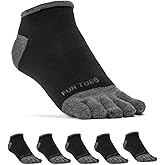 FUN TOES Mens Toe Socks Barefoot Running Lightweight -Value 6 Pairs Pack- Size 6-12