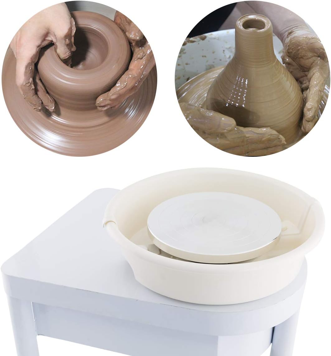 TUNTROL Pottery Wheel with Foot Pedal, 350W Triangle Ceramic Machine with 25cm Detachable Basin for Clay Art Craft Work DIY