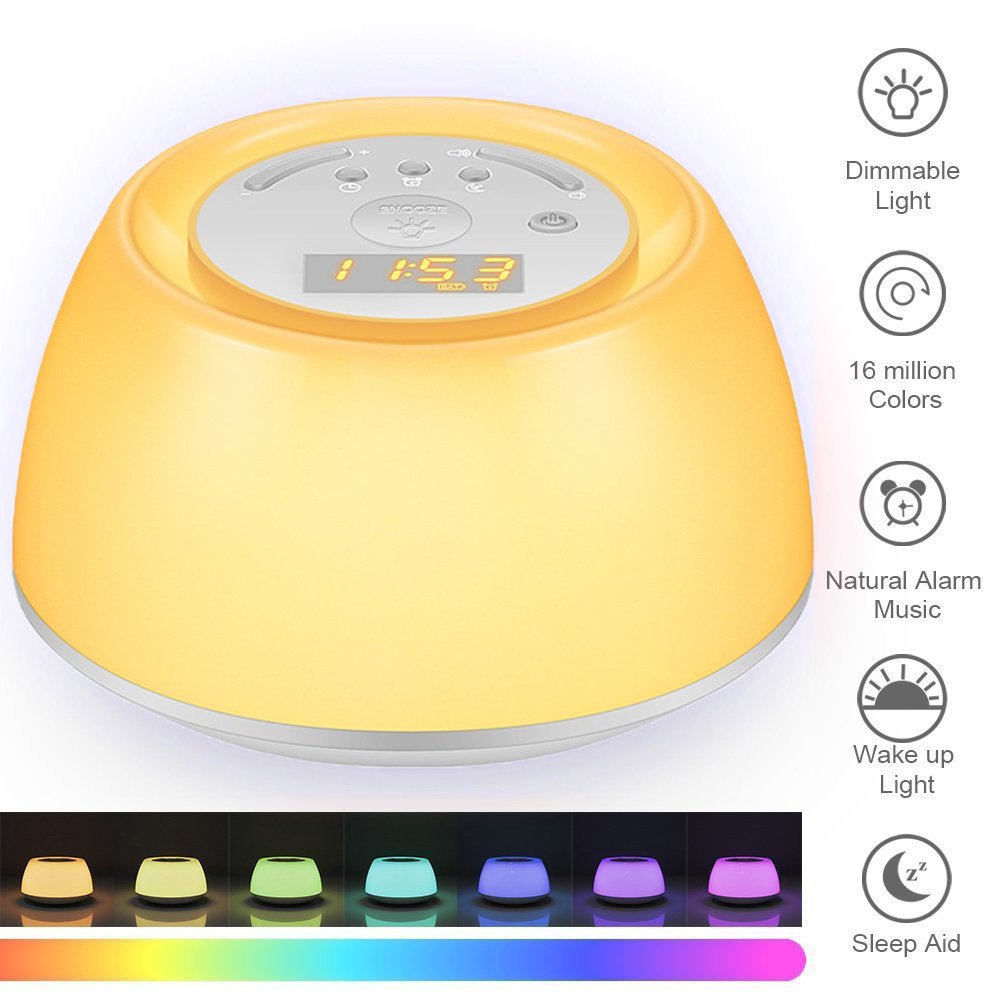Wake Up Light Alarm Clock, Thpoplete Sleep Aid Bedside Lamp with